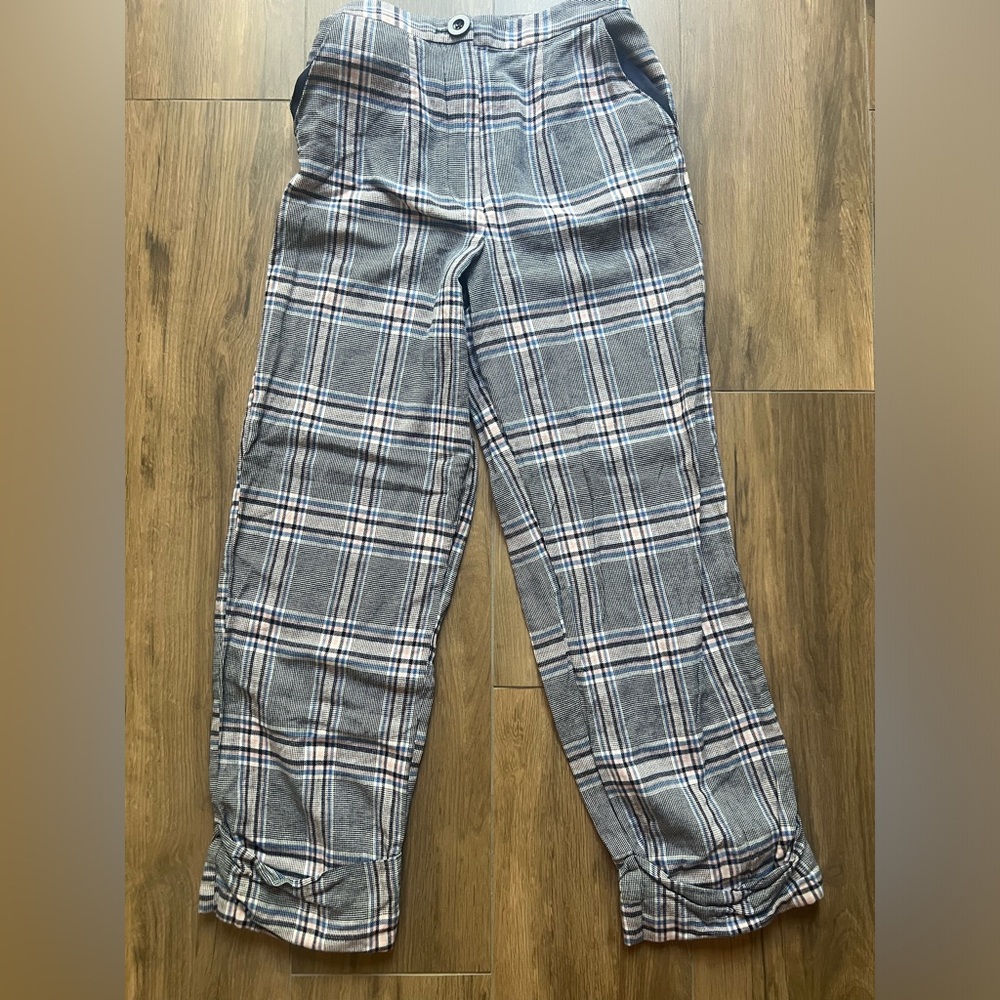 The Fifth Label XS 100% Cotton Check Tartan Plaid High Waisted Trousers Slacks
